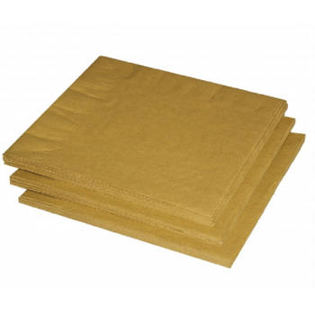 100x stuks Gouden papieren servetten 33x33 cm - Feestservetten