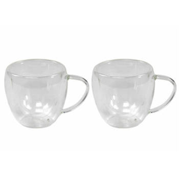 2x Glazen dubbelwandig voor koffie en thee 240 ml - Koffie- en theeglazen