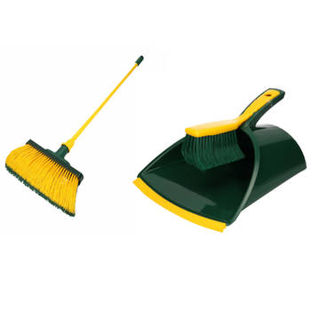 Tuin schoonmaak set klauwstoffer en blik/emmer en klauwbezem 140 cm - Bezem