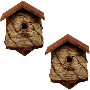 2x Nestkastjes bijenkorf / vogelhuisjes 25.8 cm - Vogelhuisjes