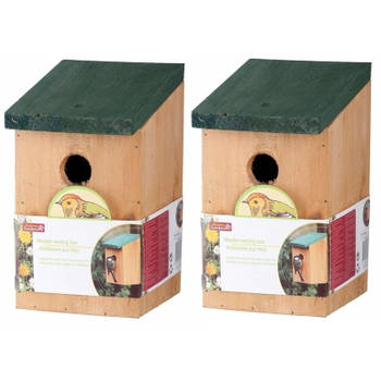 2x Vogelhuisjes houten nestkastje 22 cm - Vogelhuisjes