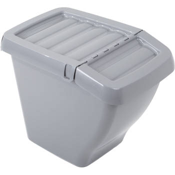 Wham - Bam Upcycled Opbergbox met Deksel 30 liter - Kunststof - Grijs