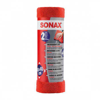 Sonax microvezeldoek exterieur rood 2-delig