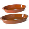 Ovenschalen set 2 stuks 3,9 liter en 8,3 liter terracotta aardewerk - Ovenschalen