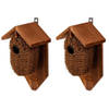 2x stuks bruin vogelhuisjes voor kleine vogels 26 cm - Vogelhuisjes