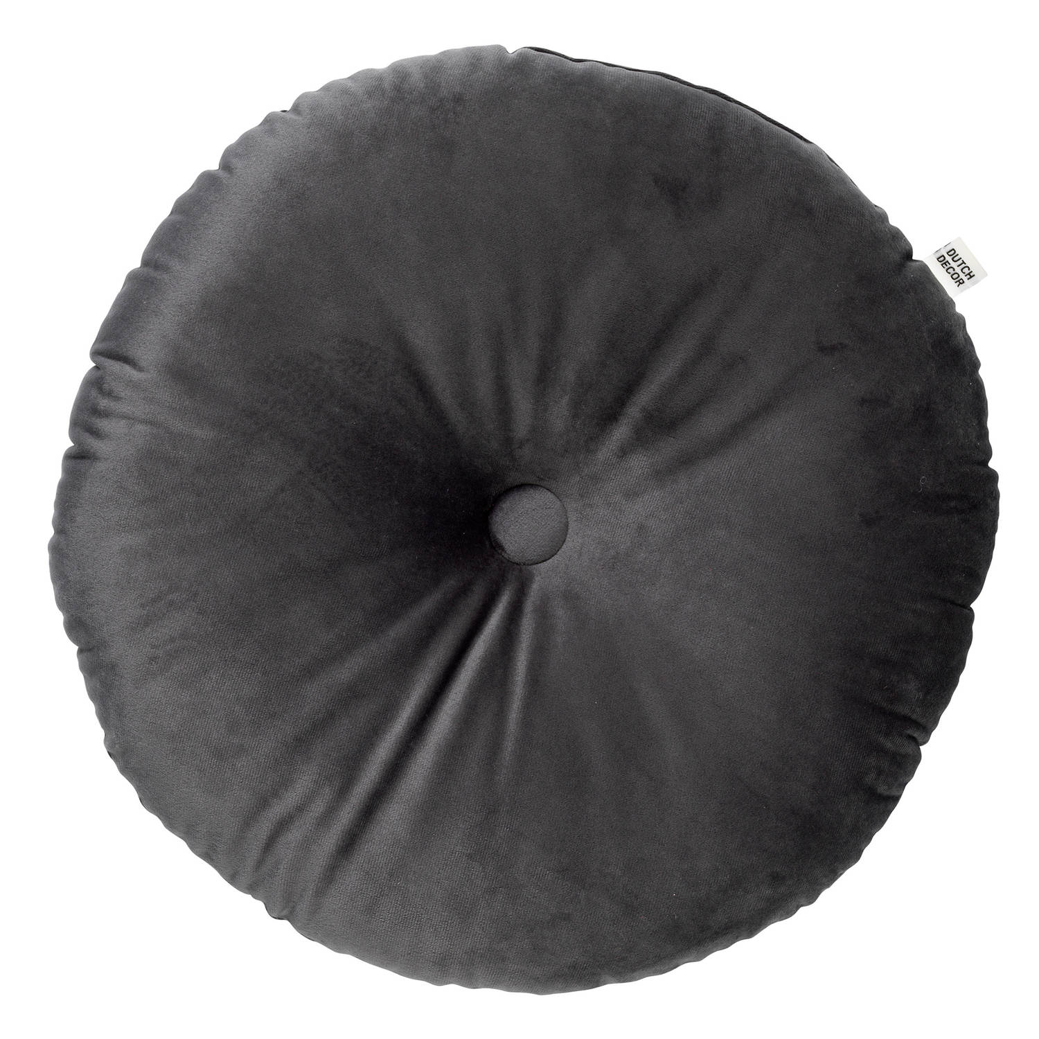Dutch Decor - OLLY - Sierkussen rond velvet 40 cm - Charcoal Gray - antraciet