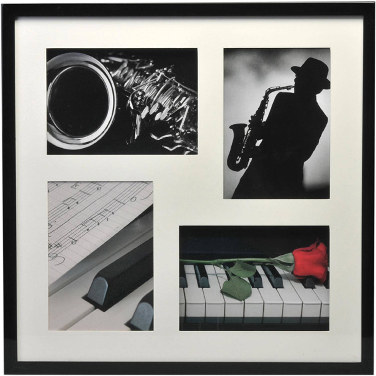 prijs Symmetrie leven Henzo Fotolijst - Piano Gallery - Collagelijst voor 4 foto\'s - Fotomaat  13x18 cm - Zwart | Blokker