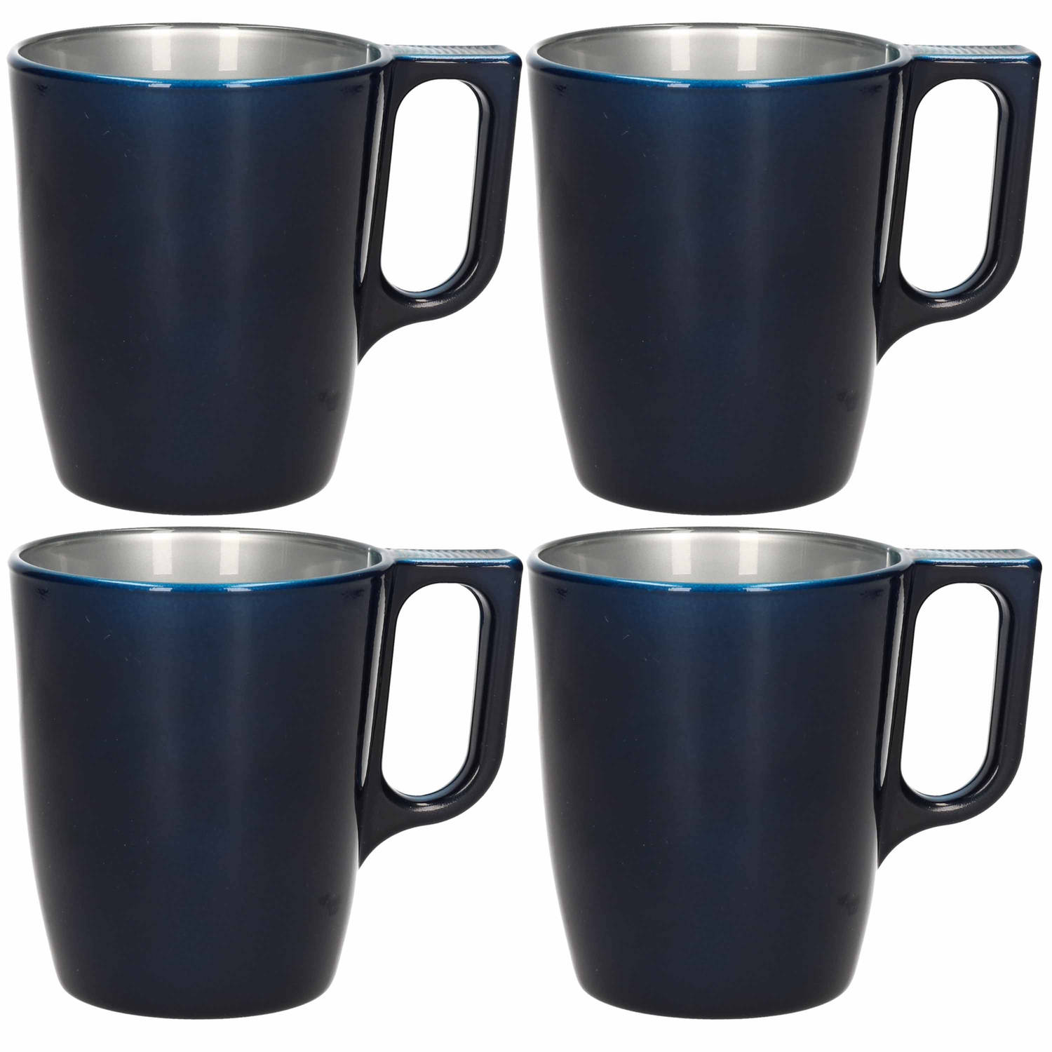 Set van 6x stuks koffie kopjes/bekers donkerblauw 250 ml - Bekers