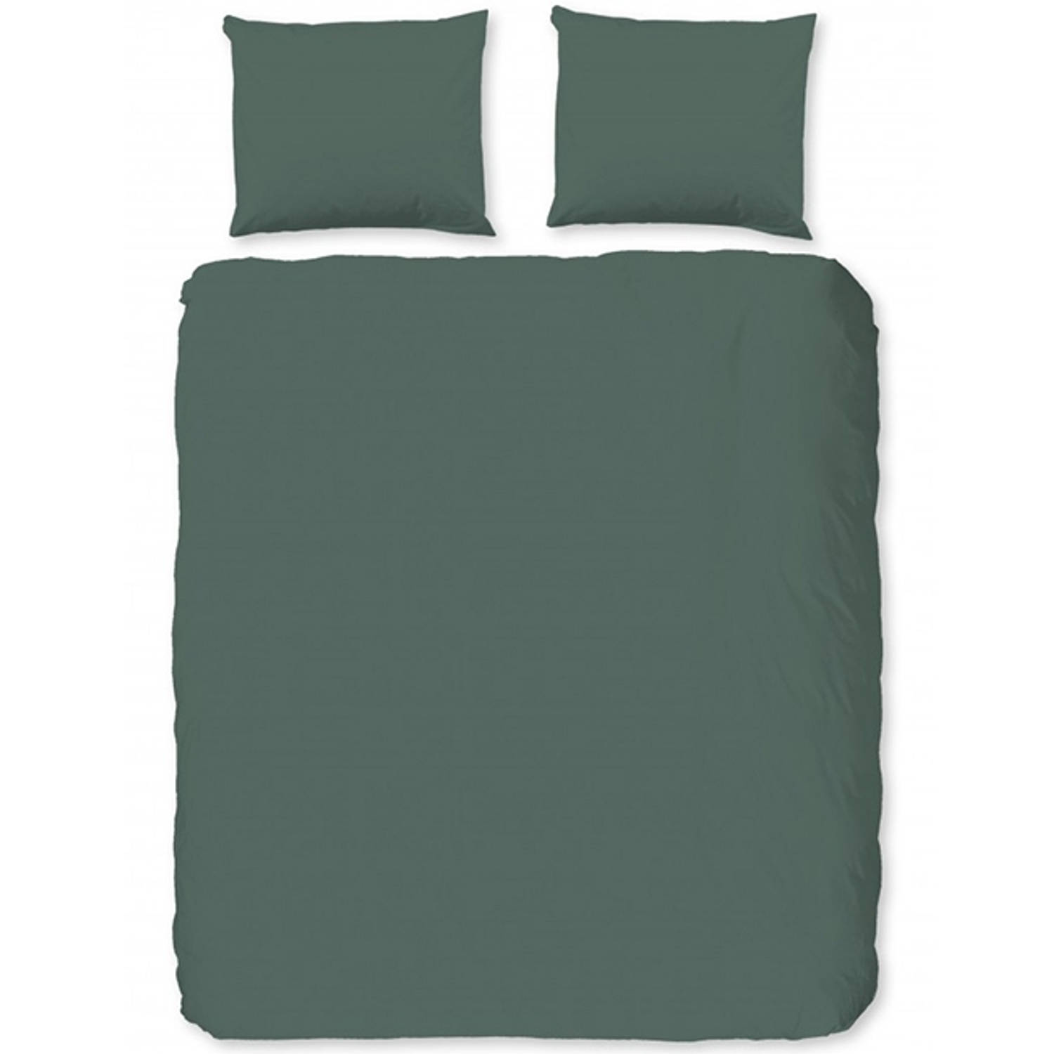Goodmorning Dekbedovertrek Uni Olive Green-lits-jumeaux (240 X 200-220 Cm)