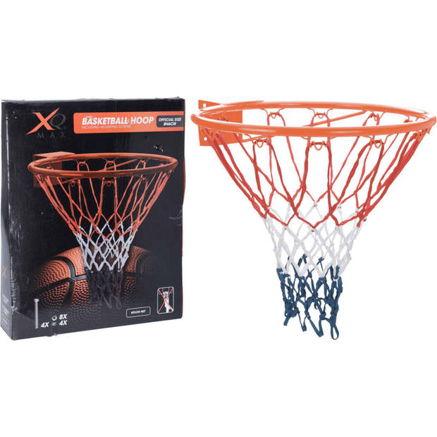 FX Tools Basketbal ring met net - muurophanging - Dia 46 cm - buiten sporten - metaal/touw - Speelgoed basketbalring