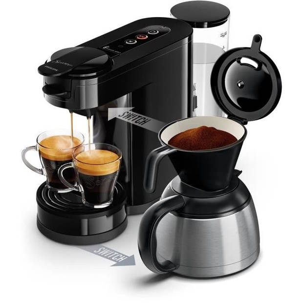 PHILIPS SENSEO HD6592 / 61 Koffiemachine met pad of filter Schakelaar - Geïsoleerde kan - 1 L - Diep zwart