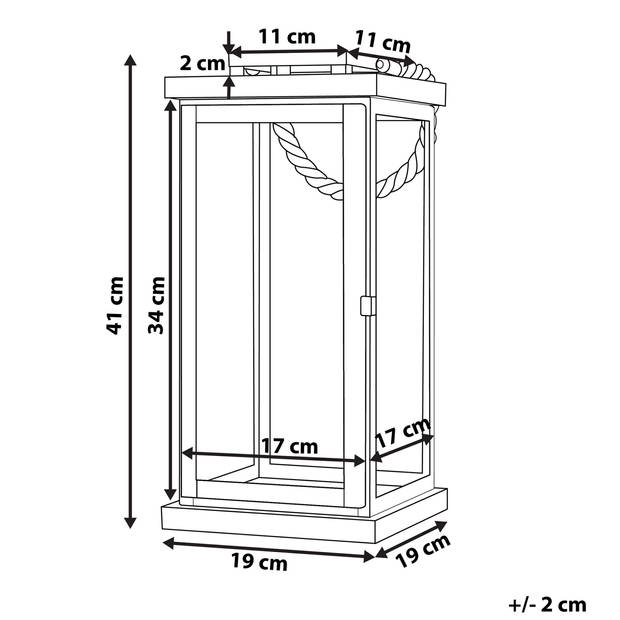 Beliani BORNEO - windlichtzuilen-Zilver-Dennenhout, Veiligheidsglas