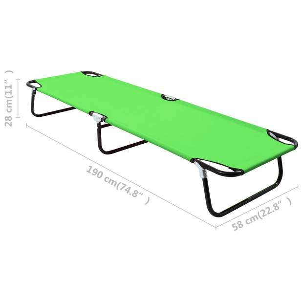 The Living Store Opvouwbaar campingbed - Groen - 190 x 58 x 28 cm - Roestvrijstalen frame