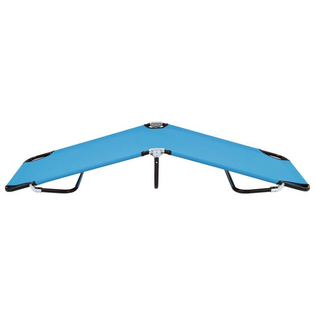 The Living Store Opvouwbaar Campingbed - Loungebed - Turquoiseblauw 190x58x28cm - Roestvrijstalen frame - Draagvermogen