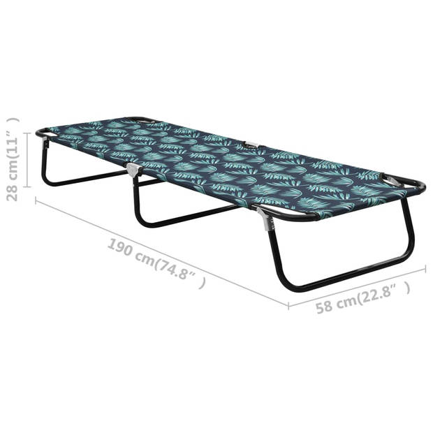 The Living Store Campingbed - Roestvrijstalen frame - 600D polyesterstof - 190x58x28 cm - Max - 120 kg