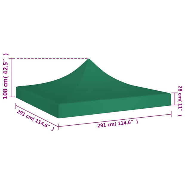 vidaXL Partytentdak 270 g/m² 3x3 m groen