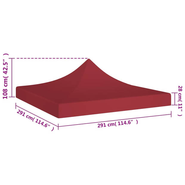 vidaXL Partytentdak 270 g/m² 3x3 m bordeauxrood