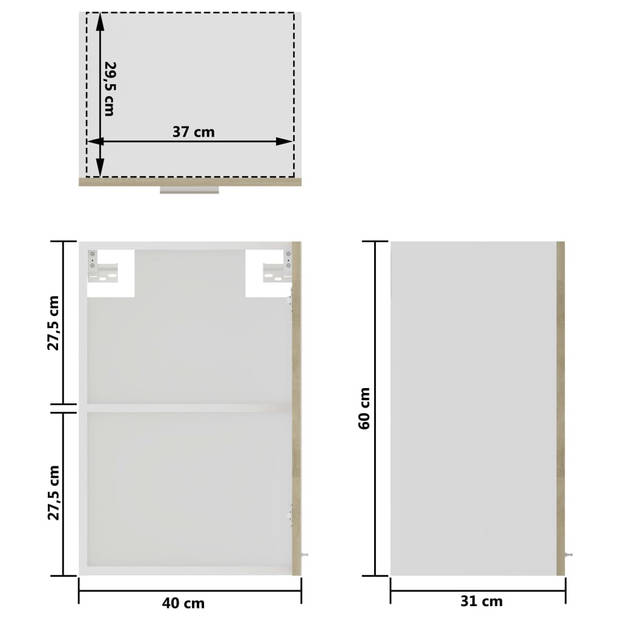 vidaXL Hangkast 40x31x60 cm bewerkt hout sonoma eikenkleurig