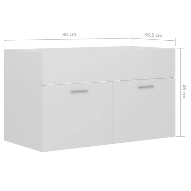 vidaXL Wastafelkast 80x38,5x46 cm bewerkt hout hoogglans wit