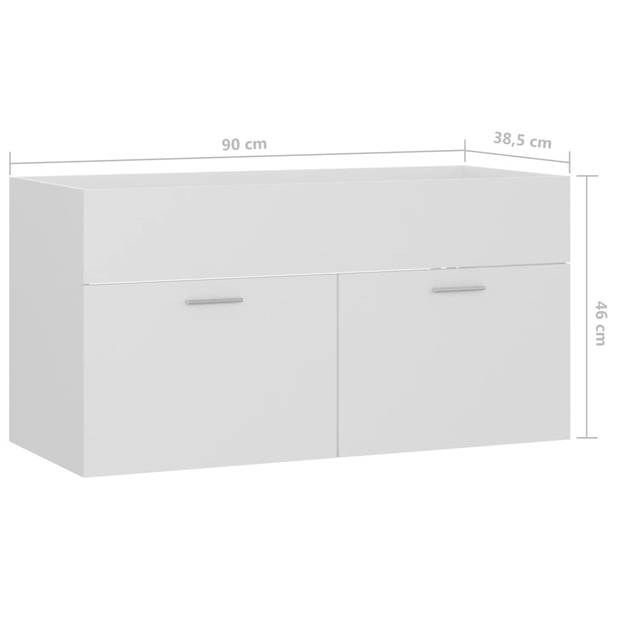 vidaXL Wastafelkast 90x38,5x46 cm bewerkt hout wit