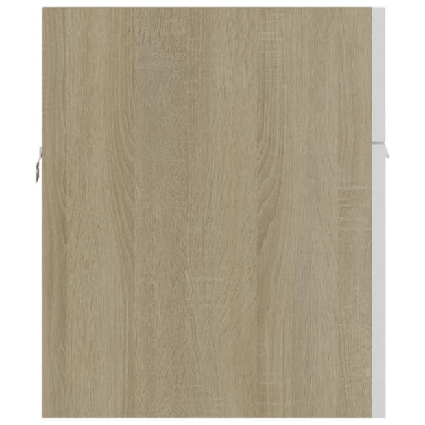 vidaXL Wastafelkast 90x38,5x46 cm bewerkt hout wit en sonoma eiken