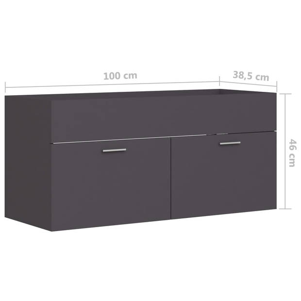 vidaXL Wastafelkast 100x38,5x46 cm bewerkt hout grijs