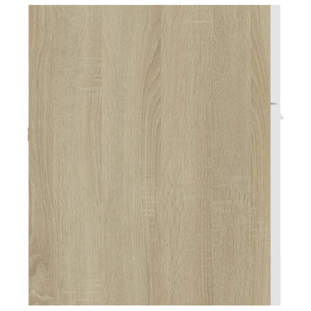 vidaXL Wastafelkast 100x38,5x46 cm bewerkt hout wit en sonoma eiken