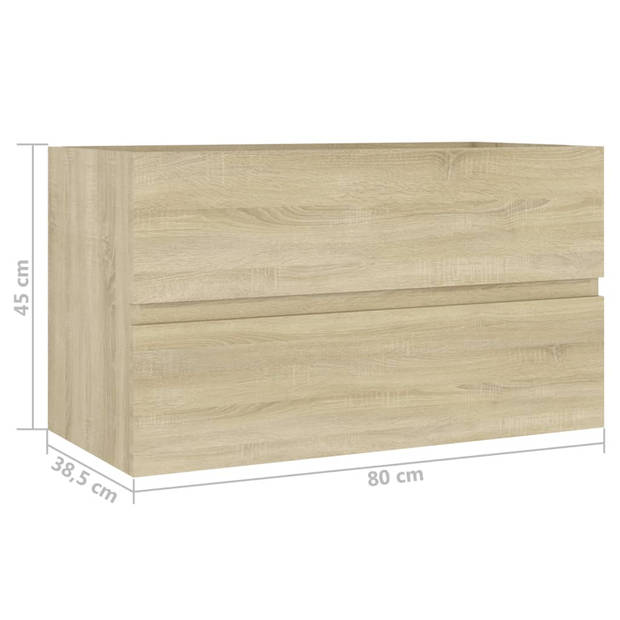 vidaXL Wastafelkast 80x38,5x45 cm bewerkt hout sonoma eikenkleurig