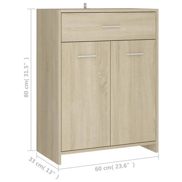 vidaXL Badkamerkast 60x33x80 cm bewerkt hout sonoma eikenkleurig