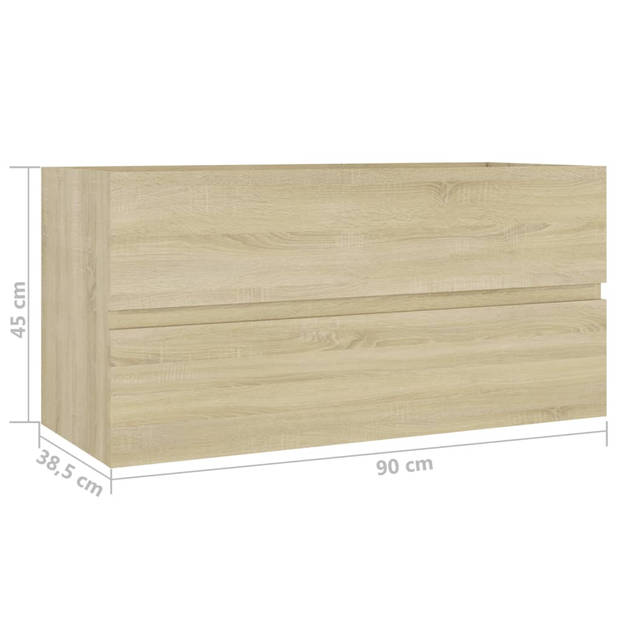 vidaXL Wastafelkast 90x38,5x45 cm bewerkt hout sonoma eikenkleurig