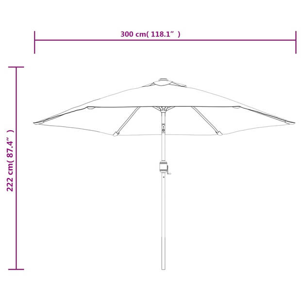 The Living Store Parasol - Taupe - 300 x 222 cm - UV-beschermend polyester