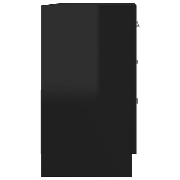 vidaXL Wastafelkast 63x30x54 cm spaanplaat hoogglans zwart