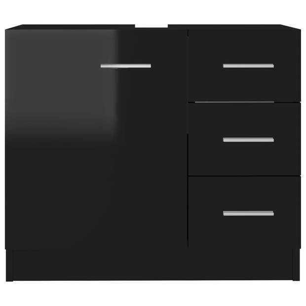 vidaXL Wastafelkast 63x30x54 cm spaanplaat hoogglans zwart