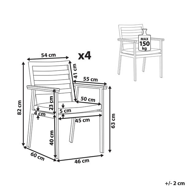 Beliani CAVOLI - Tuinstoel-Wit-Aluminium