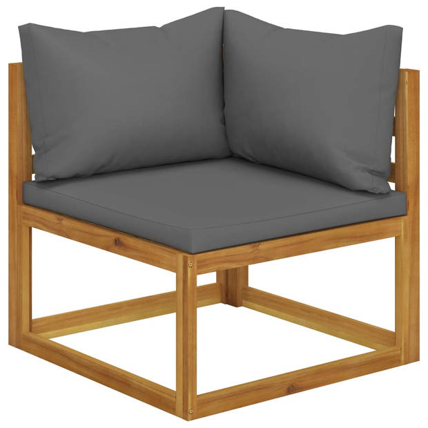 The Living Store Loungeset Hout - Acaciahout - Modulair - Donkergrijs - 68x68x29 cm - Weerbestendig