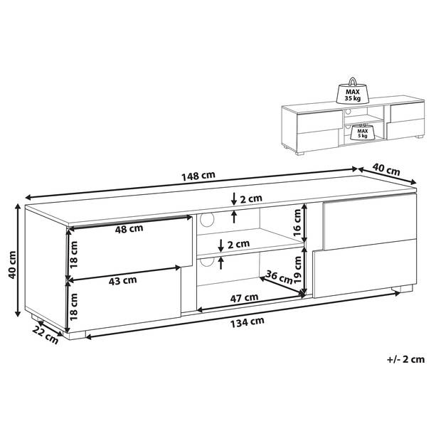 Beliani STERLING - TV-kast-Lichte houtkleur-Vezelplaat