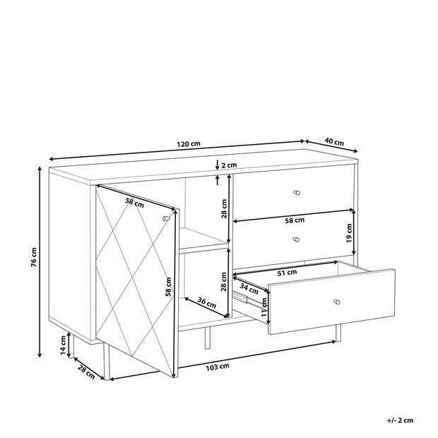 Beliani PALMER - Sideboard-Grijs-MDF