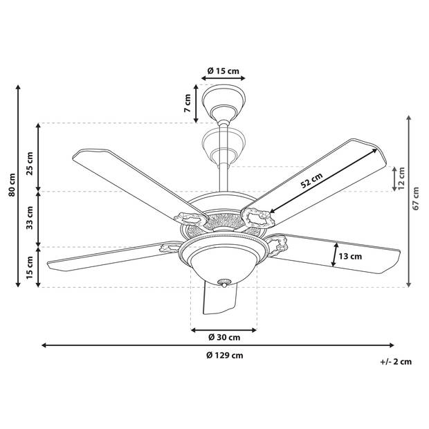 Beliani BEGEJ - Plafondlamp met ventilator-Donkere houtkleur-Metaal, MDF