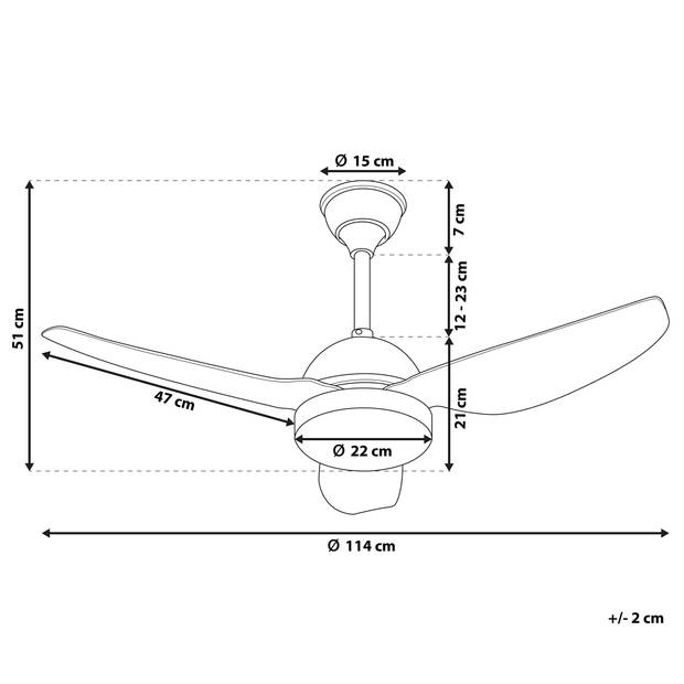 Beliani TOPLICA - Plafondlamp met ventilator-Wit-Metaal