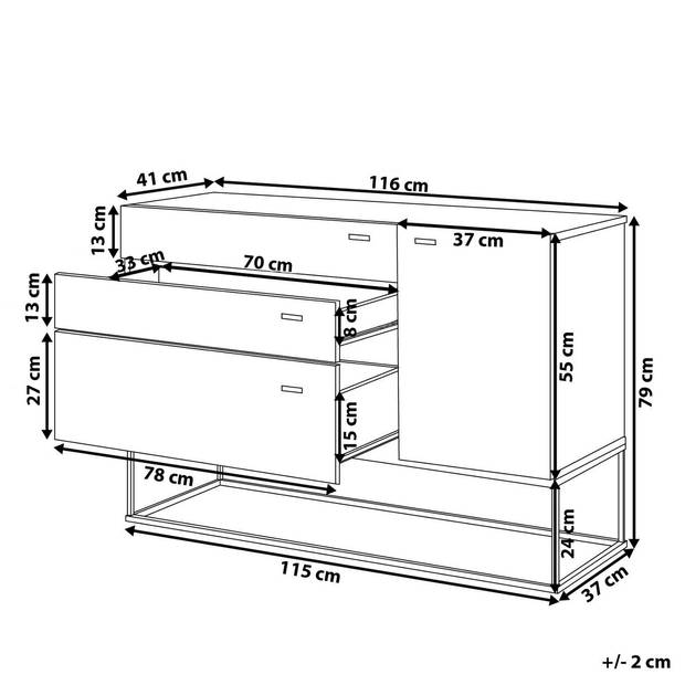 Beliani ARIETTA - Sideboard-Grijs-Vezelplaat