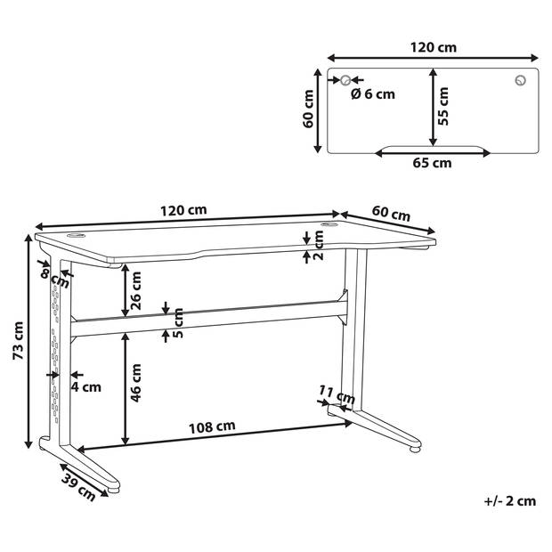 Beliani DEXTER - Game bureau-Zwart-MDF