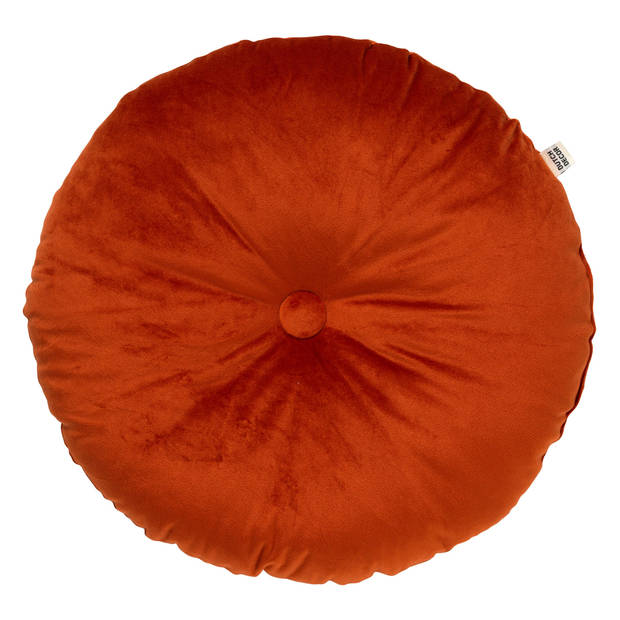 Dutch Decor - OLLY - Sierkussen rond velvet Ø40 cm - Potters Clay - oranje / terracotta