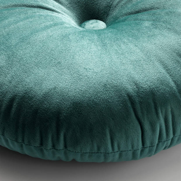 Dutch Decor - OLLY - Sierkussen rond velvet Ø40 cm - Sagebrush Green - groen