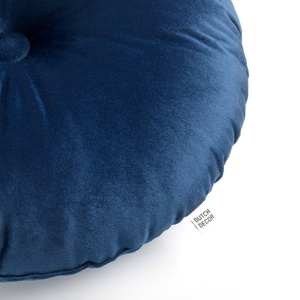 Dutch Decor - OLLY - Sierkussen rond velvet Ø40 cm - Insignia Blue - donkerblauw