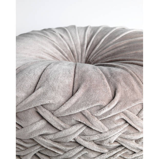 Dutch Decor - KAJA - Sierkussen rond velvet Ø40 cm - Driftwood - taupe