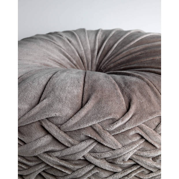 Dutch Decor - KAJA - Sierkussen rond velvet Ø40 cm - Driftwood - taupe