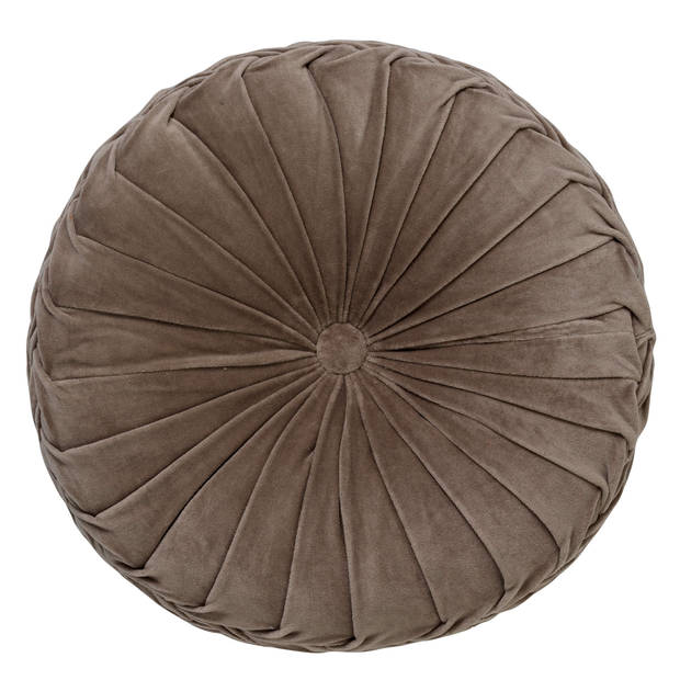 Dutch Decor - KAJA - Sierkussen rond velvet Ø40 cm - Driftwood - taupe