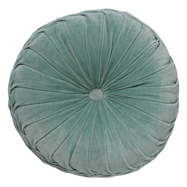 Dutch Decor - KAJA - Sierkussen rond velvet Ø40 cm - Jadeite - lichtgroen