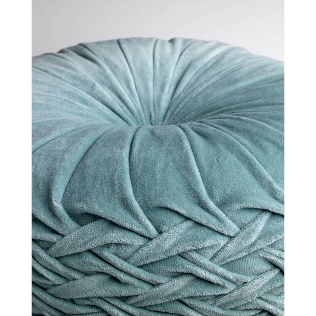 Dutch Decor - KAJA - Sierkussen rond velvet Ø40 cm - Jadeite - lichtgroen