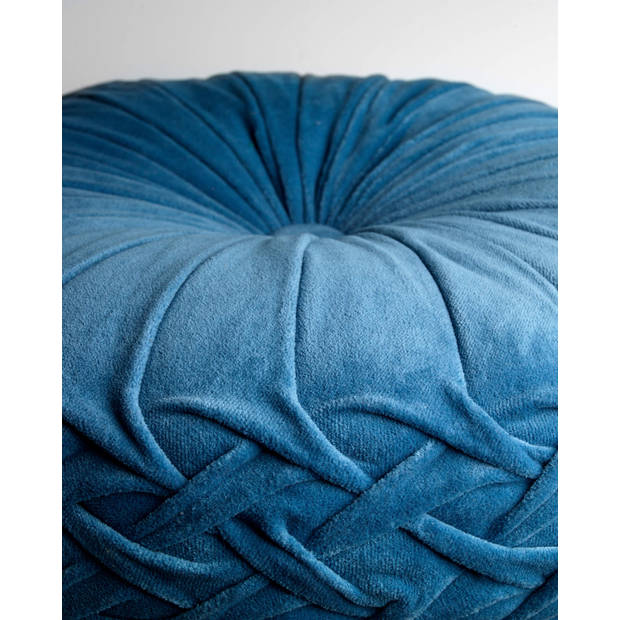 Dutch Decor - KAJA - Sierkussen rond velvet Ø40 cm - Provincial Blue - lichtblauw